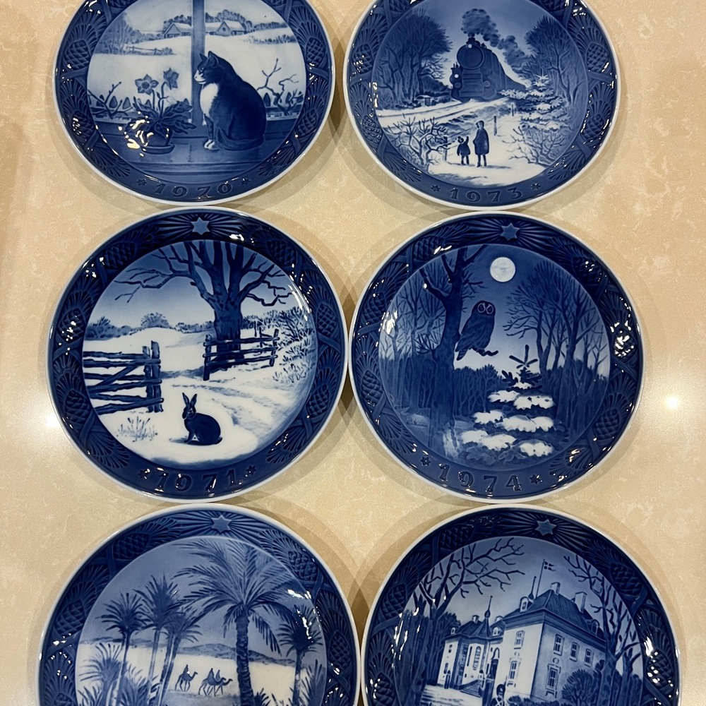 1970-1975 Royal Copenhagen Denmark Christmas Plates Lot of 6